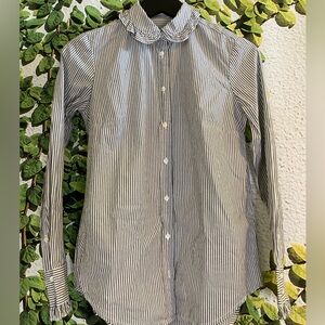 J. Crew Ruffle Collar Pinstripe Button Down
